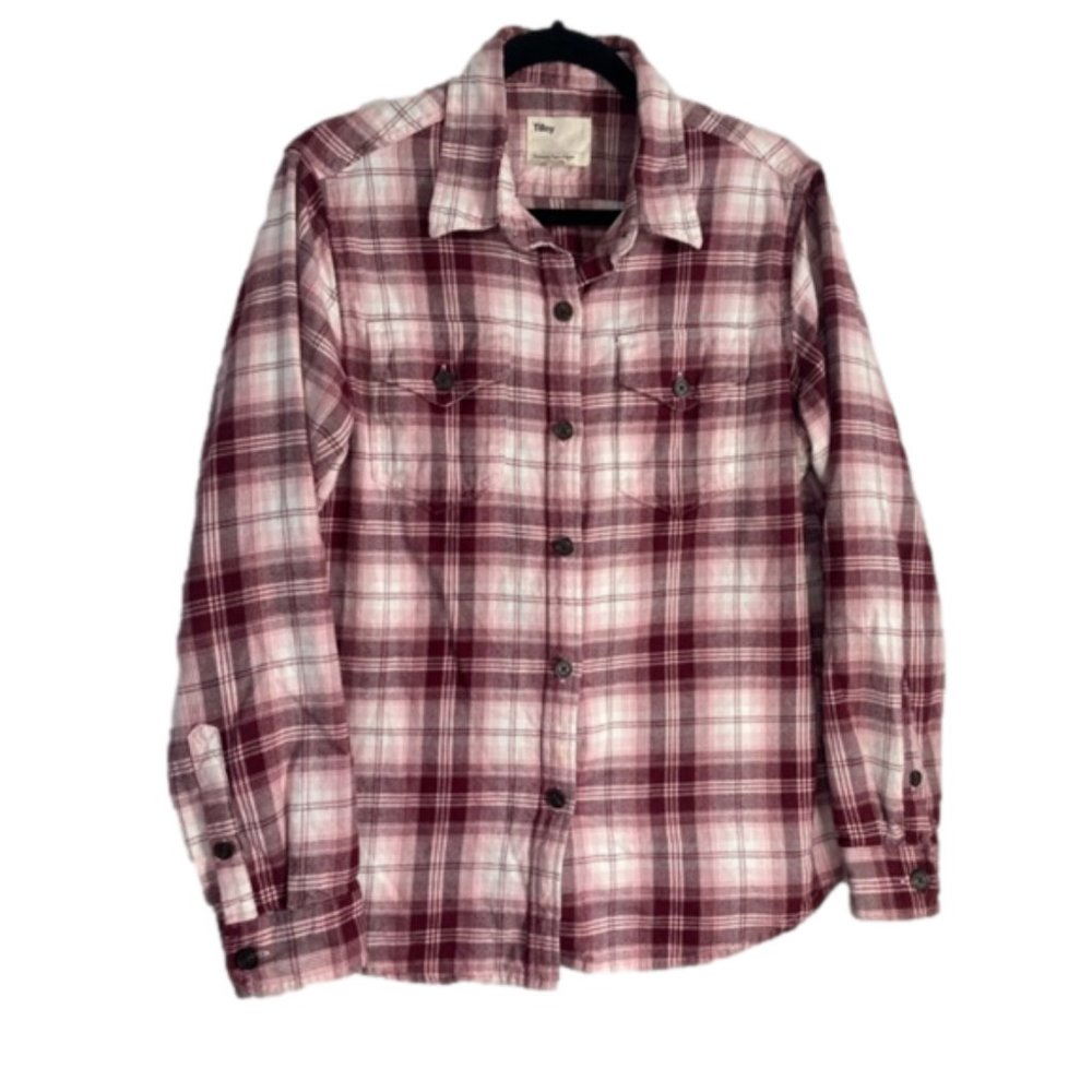 Tilley flannel plaid shirt large ladies pink